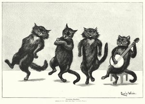 Gatos bailando (lito) de Louis (after) Wain