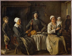 La familia feliz, también El regreso del bautismo ... de Louis (attr. to) Le Nain