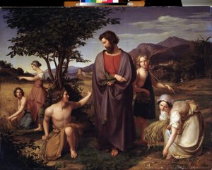 "Rut trabajando en el campo de Booz" (Rut y Booz) Pintura de Louis Ammy Blanc (1810-1885) Siglo XIX Museo Pushkin, Moscú de Louis Ammy Blanc