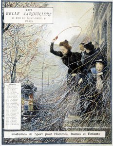 Febrero: el carnaval de Mardi Gras - calendario de tienda La Belle Jardinière de Louis Anet Sabatier