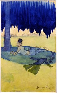 Hombre refugiándose bajo un árbol, c.1887
