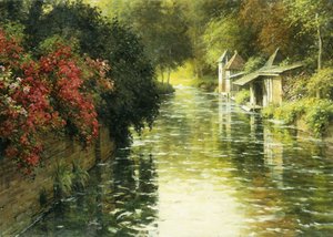 Un paisaje fluvial francés (óleo sobre lienzo) de Louis Aston Knight