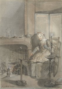 Interior con una joven vestida de nubes de Louis Aubert