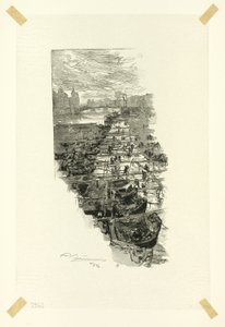 Apple Market, vista desde el puente Louis-Philippe, lámina siete de Le Long de la Seine et des Boulevards