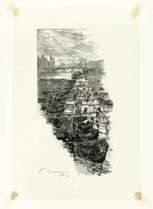 Apple Market, vista desde el puente Louis-Philippe, lámina siete de Le Long de la Seine et des Boulevards