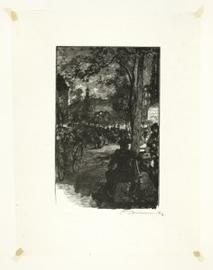 Boulevard Montmartre, atardecer, lámina quince de Le Long de la Seine et des Boulevards de Louis Auguste Lepère