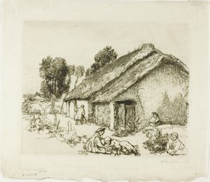 Casa rural con cinco niños de Louis Auguste Lepère