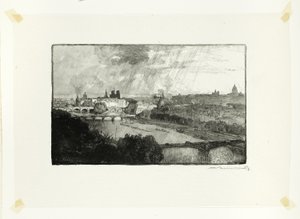 París, vista desde el Pavillon de Flore, lámina once de Le Long de la Seine et des Boulevards de Louis Auguste Lepère