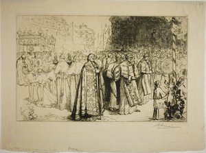 Reentrada de la procesión en la catedral de Nantes de Louis Auguste Lepère