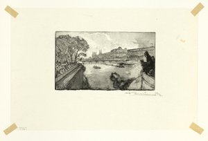 El Louvre, visto desde el Pont-Neuf, lámina trece de Le Long de la Seine et des Boulevards de Louis Auguste Lepère