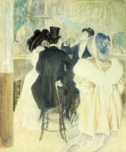 Figuras en un café (pastel sobre papel) de Louis Auguste Mathieu Legrand