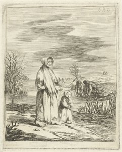 Mendigo con niño en una zanja de Louis Bernard Coclers