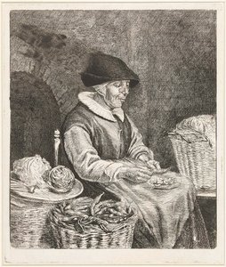 Coclers, L B, Anciana mojando judías (1780, Rijksmuseum Amsterdam) de Louis Bernard Coclers