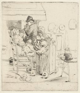 Escena de cocina con niños. de Louis Bernard Coclers