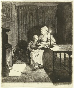 Madre enseñando a su hijo L