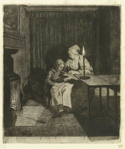 Madre enseñando a su hijo L