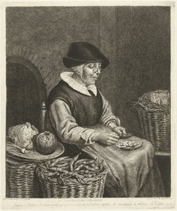 Anciana bombardeando frijoles de Louis Bernard Coclers