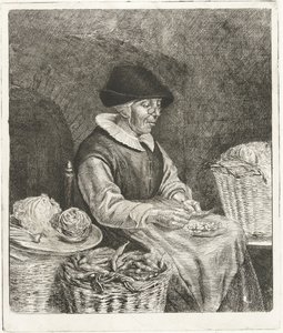 Anciana en la fábrica de frijoles de Louis Bernard Coclers