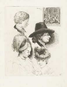 Hoja de estudio con retratos de Louis Bernard Coclers y su familia. de Louis Bernard Coclers