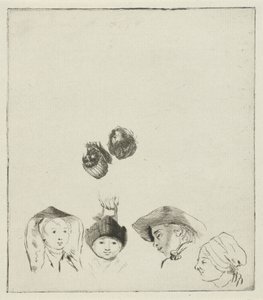 Hoja de estudio con seis cabezas de Louis Bernard Coclers