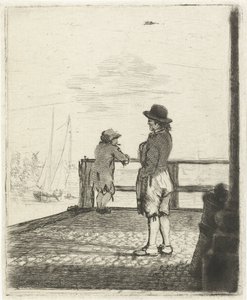 Dos marineros esperando en el puerto de Louis Bernard Coclers