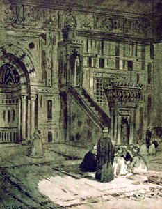 En la mezquita del Sultán Hassan, El Cairo, Egipto, 1928 de Louis Cabanes