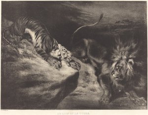 El León y el Tigre de Louis Candide Boulanger after Eugène Delacroix