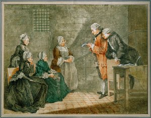 La malheureuse famille Calas - Viuda e hijos Calasescuchan en la Conciergerie-prisión la anulación de la sentencia contra el padre ... de Louis Carrogis