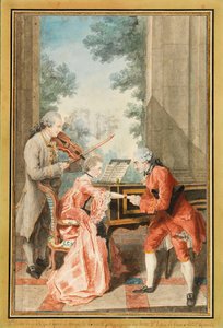 Mademoiselle Delong de Genève, Monsieur Philippe y Monsieur de Texier (acuarela) de Louis Carrogis Carmontelle