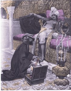 La hija del rey de Túnez, ilustración del Decamerón de Boccaccio publicado por Navarre Society 1930