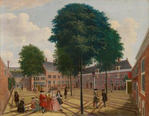 El gran patio del hogar de leprosos, 1735 de Louis Chalon