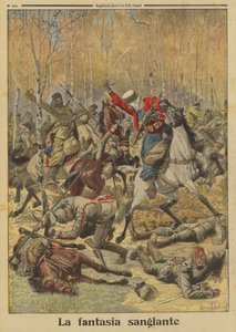 Goumiers argelinos del ejército francés derrotando a un grupo más grande de caballería alemana, Primera Guerra Mundial