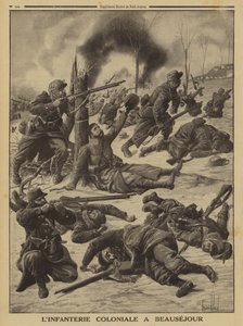 Infantería colonial francesa luchando en Beauséjour, Primera Guerra Mundial de Louis Charles (after) Bombled