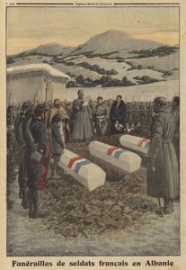 Funeral de soldados franceses que murieron en Albania durante la retirada de Serbia, Primera Guerra Mundial