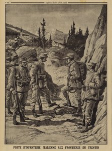 Puesto de infantería italiana en la frontera de Trentino, Primera Guerra Mundial de Louis Charles (after) Bombled