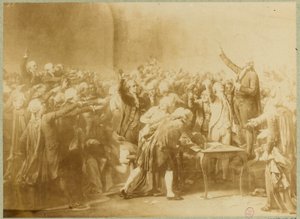 El juramento del Jeu de Paume, 20 de junio de 1789 (foto sepia) de Louis Charles Auguste (after) Couder