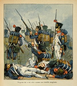 Ilustración de Louis Bombled (1862-1927) del libro "El Memorial de Santa Helena" por el Conde Emmanuel de Las Cases (1766-1842): Grognards en la batalla de Wagram, Colección privada