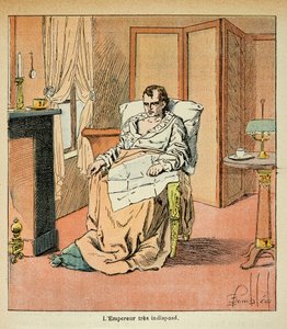 Ilustración de Louis Bombled (1862-1927) del libro "El Memorial de Santa Helena" por el Conde Emmanuel de Las Cases (1766-1842): El emperador Napoleón enfermo en Santa Helena, Colección privada