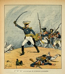 Ilustración de Bombled Louis (1862-1927) del libro “El Memorial de Santa Helena” de Conde Emmanuel de Las Cases (1766-1842): Una carga general al frente de sus tropas, Colección privada de Louis Charles Bombled