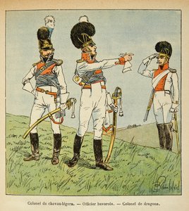 Ilustración de Bombled Louis (1862-1927) del libro “El Memorial de Santa Helena” de Conde Emmanuel de Las Cases (1766-1842): Militar bávaro: Coronel de caballos ligeros; Oficial bávaro; Coronel de dragones, Colección privada