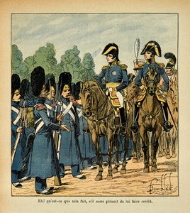 Ilustración de Louis Bombled del libro “El Memorial de Santa Helena” de Emmanuel de Las Cases: Un gruñón llama a un oficial
