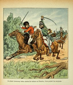 Combate entre jinetes franceses e ingleses, de la colección privada de Louis Charles Bombled