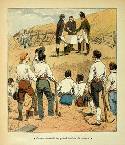Ilustración de Louis Bombled (1862-1927) del libro "El Memorial de Santa Helena" del Conde Emmanuel de Las Cases (1766-1842): Napoleón dirigió grandes obras en Francia durante su reinado, colección parcial de Louis Charles Bombled