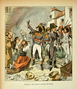Ilustración de Louis Bombled (1862-1927) del libro "El Memorial de Santa Helena" por el Conde Emmanuel de Las Cases (1766-1842): Bonaparte cesa el saqueo de Roma, Colección privada de Louis Charles Bombled