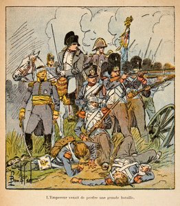 Ilustración de Bombled Louis (1862-1927) del libro “El Memorial de Santa Helena” de Conde Emmanuel de Las Cases (1766-1842): El emperador Napoleón en la batalla de Waterloo en 1815, Colección privada de Louis Charles Bombled
