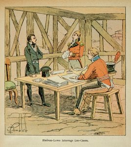 Ilustración de Bombled Louis (1862-1927) de Conde Emmanuel de Las Cases (1766-1842): El gobernador Hudson Lowe (1769-1844) interroga a Las Cases, Colección privada