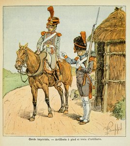 Ilustración de Louis Bombled (1862-1927) del libro "El Memorial de Santa Helena" por el Conde Emmanuel de Las Cases (1766-1842): La Guardia Imperial: Artillería a pie y Tren de Artillería, Colección privada de Louis Charles Bombled