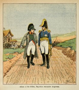 Ilustración de Louis Bombled (1862-1927) del libro "El Memorial de Santa Helena" por el Conde Emmanuel de Las Cases (1766-1842): En el camino a la isla de Elba, Napoleón se encuentra con Augereau, Colección privada