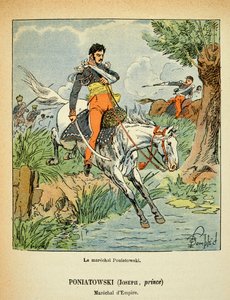 Ilustración de Bombled Louis (1862-1927) del libro “El Memorial de Santa Helena” de Conde Emmanuel de Las Cases (1766-1842): Retrato del mariscal Jozef Antoni Poniatowski (1763-1813), Colección privada de Louis Charles Bombled
