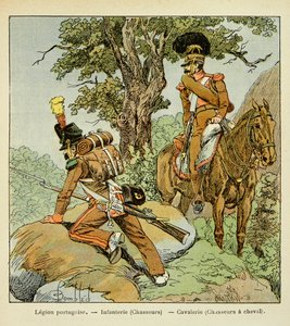 Legión portuguesa: Infantería (cazadores) y caballería (cazadores a caballo), del libro 